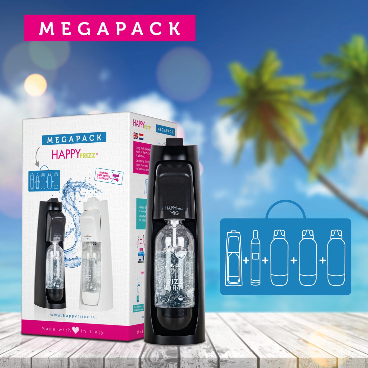 Happy Frizz, MIO MEGAPACK ) - Black - MEGAPBLA