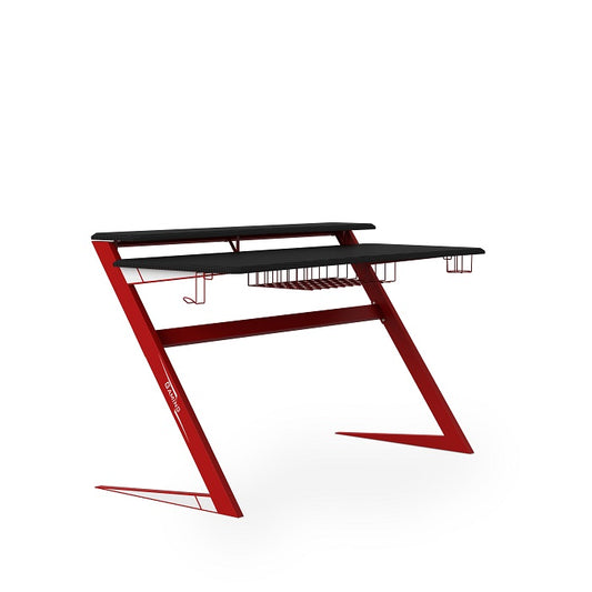 Dorel Aries Gaming Desk, Headphone rack, drink holder - Black & Red