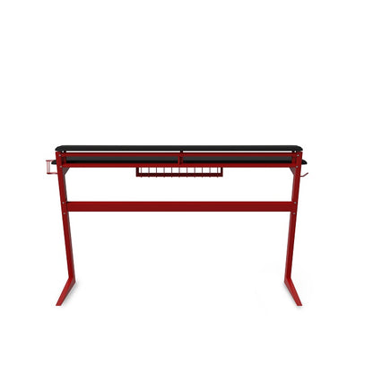Dorel Aries Gaming Desk, Headphone rack, drink holder - Black & Red