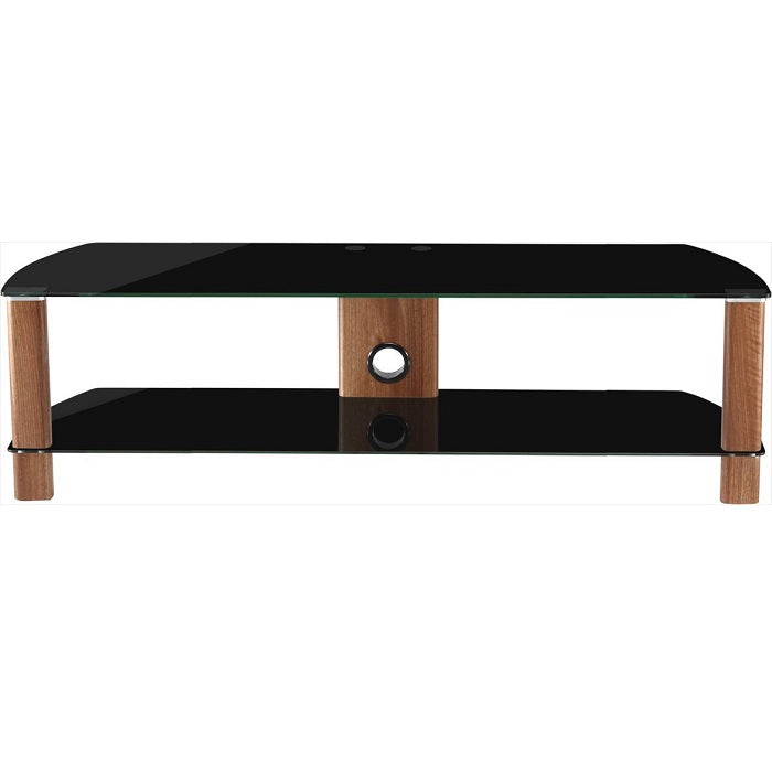 Alphason Century TV Stand, 1500 Wide, Up to 70" TV's - Walnut & Black Glass - ADCE1500-BLK