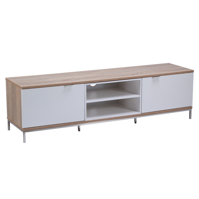 Alphason Chaplin Cabinet TV Stand, 1600 Wide, Up to 70" TVs - Light Oak & White - 1/2ADCH1600-WHT