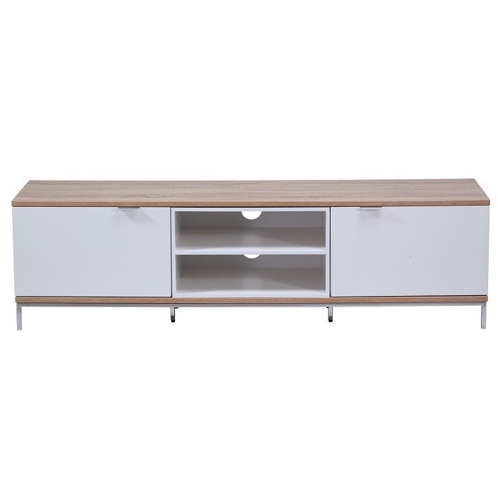 Alphason Chaplin Cabinet TV Stand, 1600 Wide, Up to 70" TVs - Light Oak & White - 1/2ADCH1600-WHT