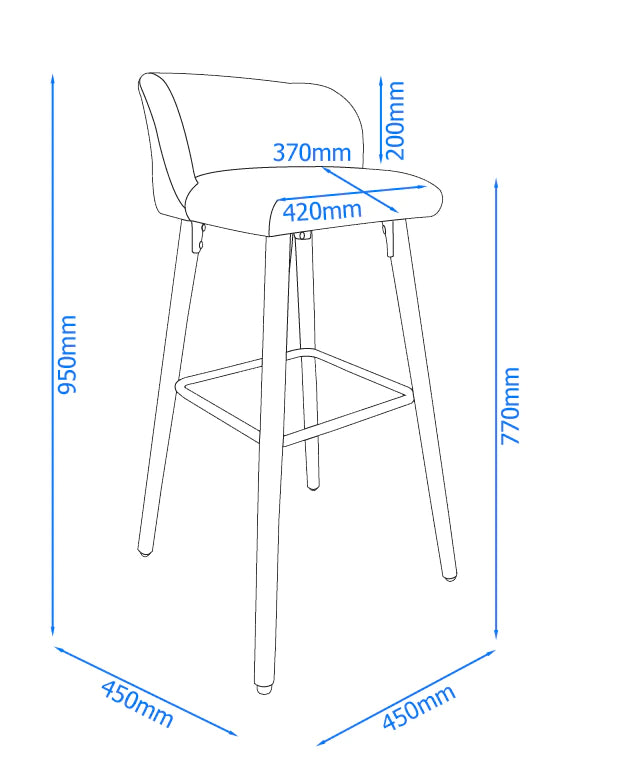 Alphason Claremont Barstool - Grey & Walnut Legs - ABS2169GRY