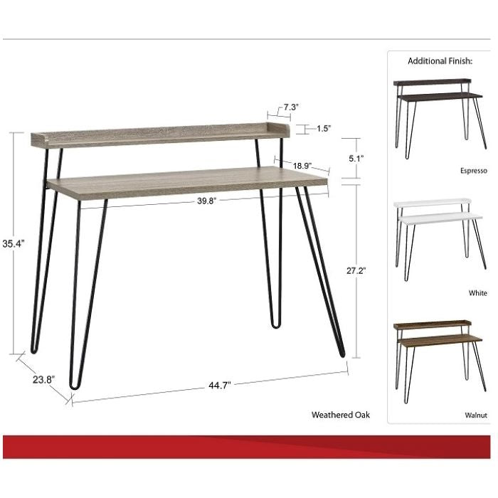 Haven Retro Home Office Desk with Riser – White - 9881296COMUK