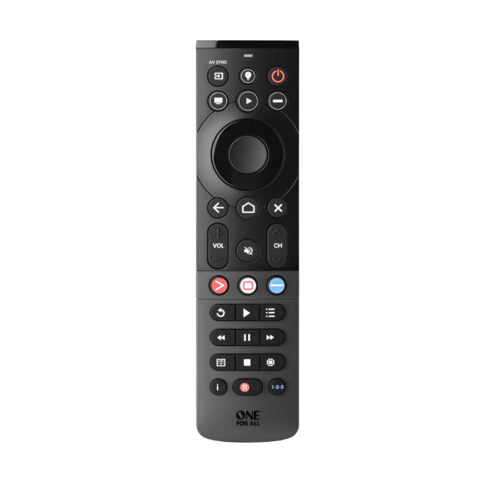 One For All Smart Streamer Remote Control IR/BT, Control up to 5 devices, Shortcut for Streaming Apps - Black - URC7945