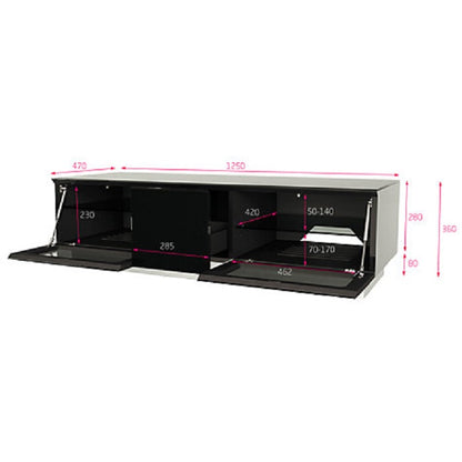 Alphason Element Modular TV Stand, 1250 Wide, Up to 60" TV's - Black - 1/2EMTMOD1250-BLK