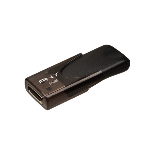 PNY USB 2.0 Sliding design - Black read up to 25 Mb/s, write up to 8 Mb/s, 64GB - FD64GATT4-EF