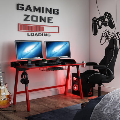 Fuego Gaming Desk - Black and Red - AW9230