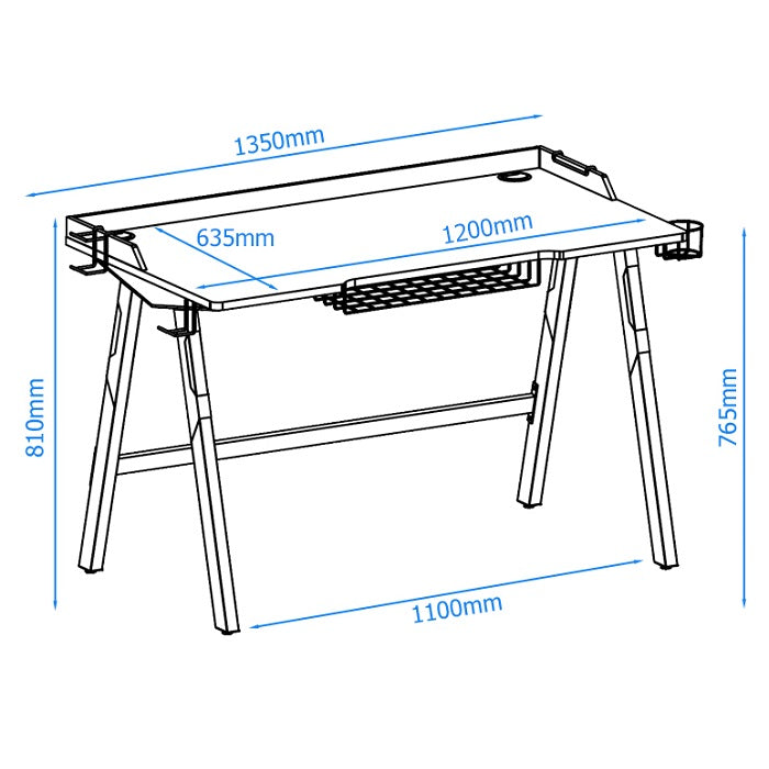 Fuego Gaming Desk - Black and Red - AW9230