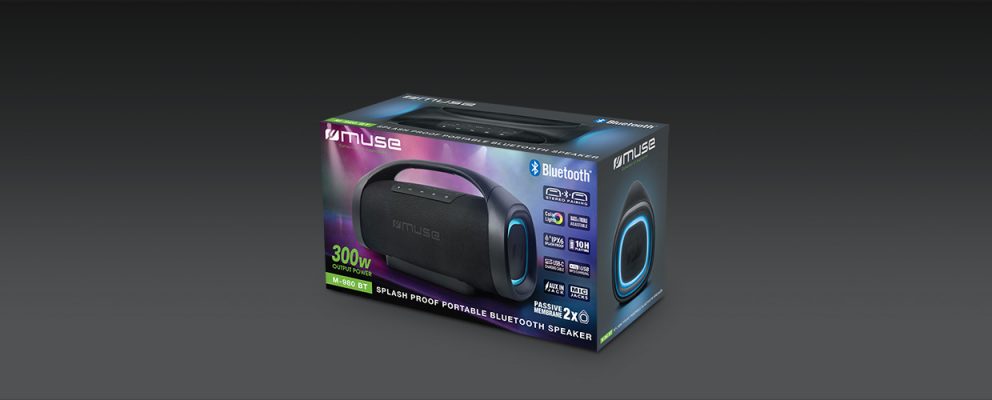 Muse Party Splash Proof Portable BT Speaker, 300W - Black - M-980BT