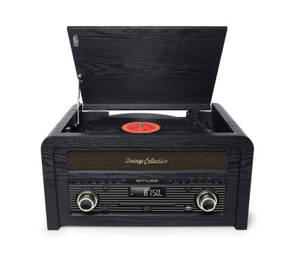 Muse Micro System CD w/ Turntable 20W - Black wood - MT-115W