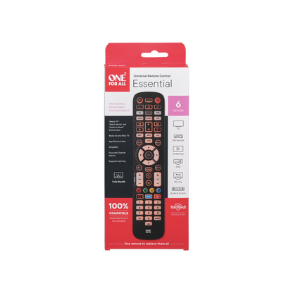 One For All Universal Remote, 6 devices, IR, antibacterial coating, Fully Backlit, 3 Smart activities keys - URC3661