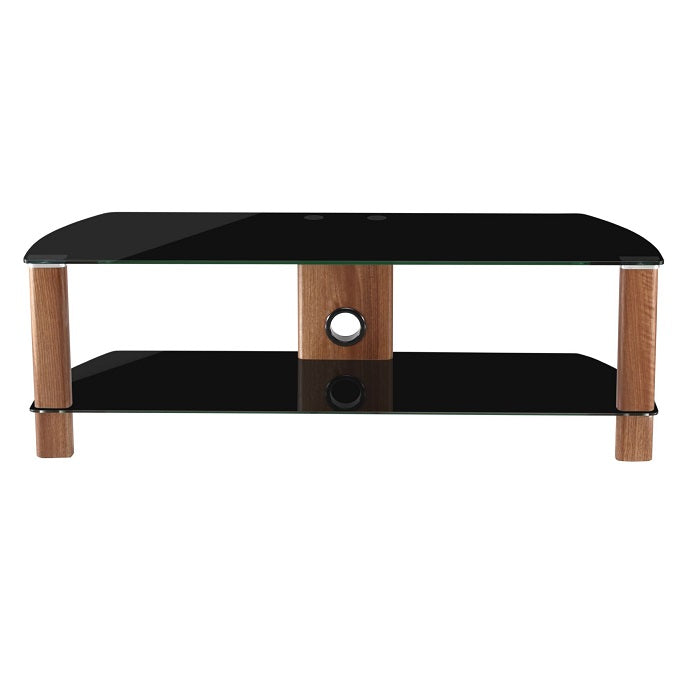 Alphason Century TV Stand, 1200 Wide, Up to 55" TV's – Walnut & Black Glass - ADCE1200-BLK