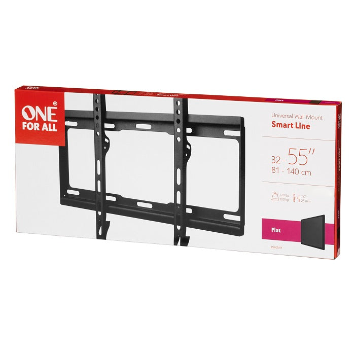 One For All Wall Mount, Smart, Flat, Screens 32" To 65", Max Load 100 kg - WM2411