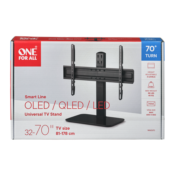 One For All Universal TV Pedestal Stand Smart line, 70° turn, 32-70" OLED/QLED/LED TVs, max 40kg, Vesa 600 x 400 - WM2670