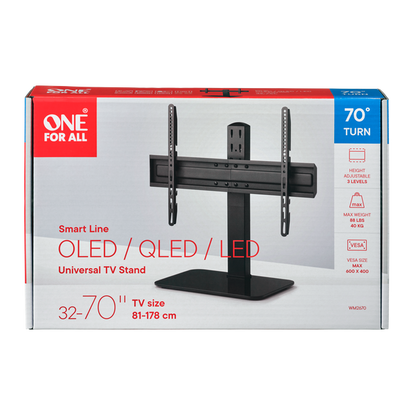 One For All Universal TV Pedestal Stand Smart line, 70° turn, 32-70" OLED/QLED/LED TVs, max 40kg, Vesa 600 x 400 - WM2670