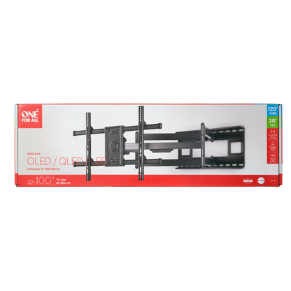 One For All Universal Wall Mount, Full-motion, Tilt 30°, Turn 120°, up to 80kg, 32 to 100" TVs, Vesa 600 x 400 - WM4663