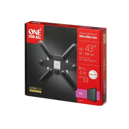 One For All Wall Mount Ultra Slim, Flat, 13" To 43", LED/LCD/OLED TVs, Max Load 40kg, Vesa 200 x 200 - WM6211