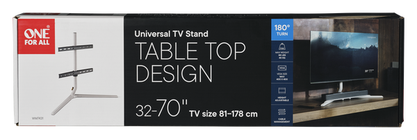 One For All Table Top TV Stand, 32 to 70" OLED/QLED/LED TVs, Swivel 180°, up to 40kg, Vesa 400x400, Easy assembly - WM7431