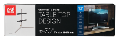 One For All Table Top TV Stand, 32 to 70" OLED/QLED/LED TVs, Swivel 180°, up to 40kg, Vesa 400x400, Easy assembly - WM7431