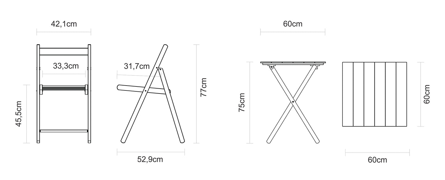 Bistro set Tramontina Teak Wood and Plastic 5 Pcs - Natural Light Pine and Grey - 10630/110