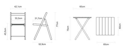 Bistro set Tramontina Teak Wood and Plastic 5 Pcs - Natural Light Pine and Grey - 10630/110